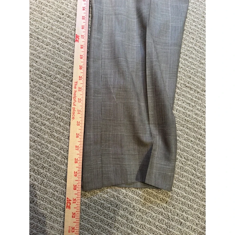 Hickey Freeman Barneys New York Wool‎ Silk Suit 2 Pc Gray Glen Plaid 44R Custom